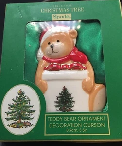 NIB Spode Christmas Tree Teddy Bear Holding Present Ornament - MSRP $30.00 - Picture 1 of 2