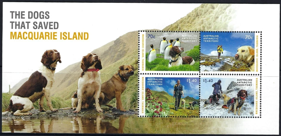 Mini sábana AAT SG#257 2015 perros que salvaron Macquarie Island como nueva MUH MNH Foto 1 de 1