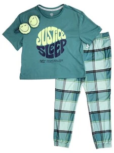 Justice Girls Green Sleep Pajamas Shirt, Joggers & Mask Sleep Set MP (10) - Picture 1 of 2