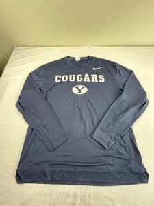 BYU Cougars Nike Maglia Manica Lunga Uomo Blu Dri Fit L/S Nuova Tg Med - Foto 1 di 5