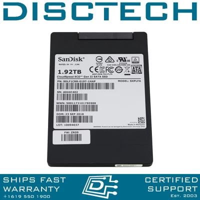 SanDisk CloudSpeed Eco Gen II SDLF1CRR-019T / SXPLFA 1.9TB 2.5" MLC SATA SSD - Image 1 of 3