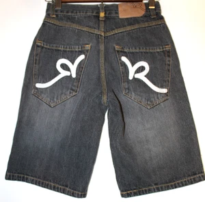 Rocawear Jean Shorts Boys 12 Black Embroidered Denim Jorts Y2K Punk Skater - Picture 1 of 10