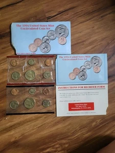 1994 U.S. Mint Uncirculated Coin Set, D&P Mint Marks, OGP, 10 Coins Total - Picture 1 of 4