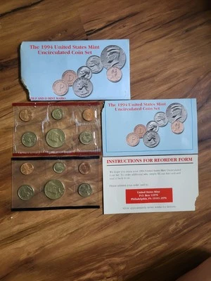1994 U.S. Mint Uncirculated Coin Set, D&P Mint Marks, OGP, 10 Coins Total - Image 1 of 4