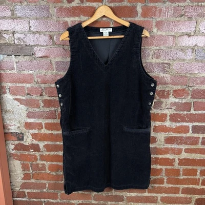 Vestido vintage Eddie Bauer para mujer grande negro pana jersey bolsillos cuello en V años 90 Foto 1 de 4