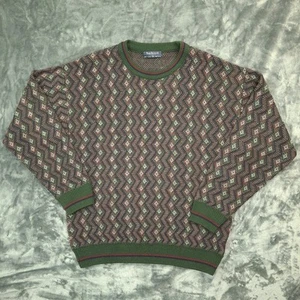 Vtg Van Heusen Sweater Mens Large Zigzag Knit Crewneck Pullover 90s Acrylic - Picture 1 of 8