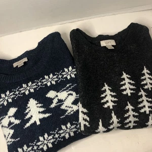 Ann Taylor Loft Damen Small blau grau Strick Rundhals Pullover Pulli Cabin - Bild 1 von 11