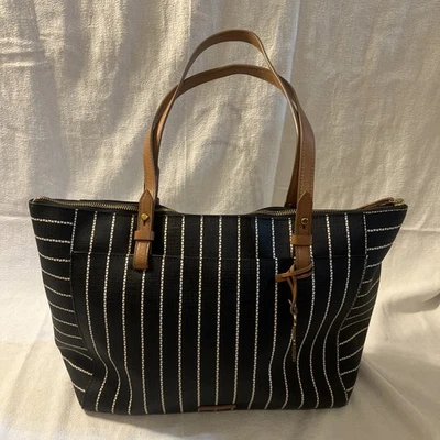 Bolso de Mano Fossil Mujer Estampado Corazón Cremallera Cierre Lona Recubierta Negro Talla L Foto 1 de 4
