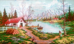 Needlepoint tapestry painted canvas A2020 - Landscape (32"x52") GobelinL - Picture 1 of 2