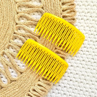 Goody 黄色亮色复古美国宽侧发梳发夹 2 件套一对 — 第 1/4 张图片