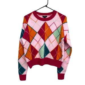 Halogen Atlantic Pacific Argyle Sweater Colorful Knit Preppy Academia Vintage S - Picture 1 of 6