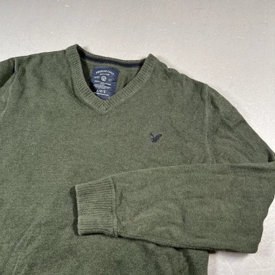 Suéter Pullover American Eagle Outfitters Para Hombre Grande Verde Cuello en V 100% Algodón Foto 1 de 4