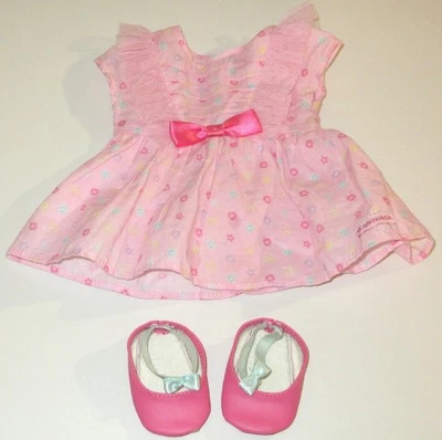 American Girl Bitty Baby Tea Party Dress & Pink Shoes Outfit READ FLAW - Image 1 of 4
