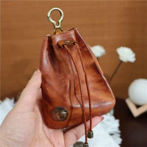 Retro Leather Coin Purse Wallet - Drawstring Card Holder for Men & Women - Picture 1 of 29