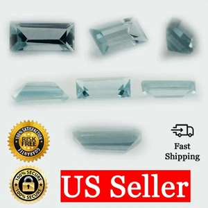 Loose Straight Baguette Cut Aquamarine CZ Stone Single Cubic Zirconia Birthstone - Picture 1 of 6