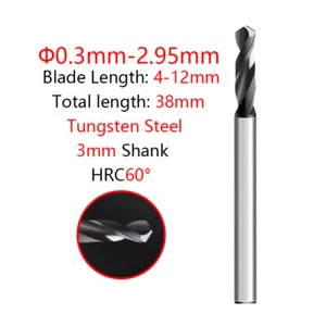 Solid Carbide Twist Drill Bit 0.3-2.95mm CNC Bit For Stainless Steel Nano Coated - Picture 1 of 12