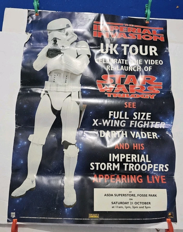 Vintage 1995 Star Wars The Imperial Invasion UK Tour Video Poster 16.5 X 23 Rare - Image 1 of 4