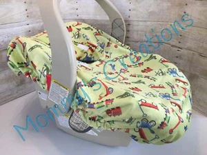 Infant Car Seat Carrier Cover New Handmade Minky Green Automobiles, Cars, Planes - Picture 1 of 2