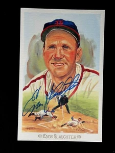 ENOS SLAUGHTER JSA CERTIFIED SIGNED PEREZ STEELE CELEBRATION POSTCARD AUTOGRAPH. - Picture 1 of 2