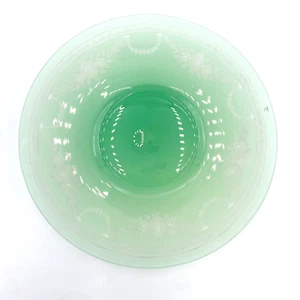 Jade Green Art Glass 7” Plates Engraved to Alabaster, Carder Steuben ? Unmarked - Picture 1 of 17