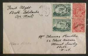 1929 Perth Australia First Flight Airmail Cover FDC To Adelaide - Picture 1 of 2