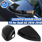 Door Wing Mirror Cover Cap Gloss Black For Audi A3 S3 Rs3 14-18 W/ Lane Assist