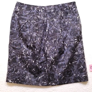 Ann Taylor Loft Women's Gray Black Pleated Midi Skirt Lined Side Zip Size 10P - Picture 1 of 9