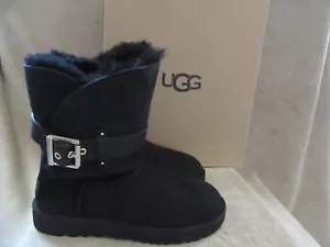 UGG Australia Jaylyn Leather Black Twinface Sheepskin Boots Schuhe US 7 EU 38 Neu mit Karton - Bild 1 von 8