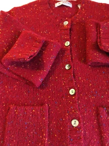 Vintage Shetland Wool Cardigan Sweater Women SZ PM NWT Red Tweed Lord & Taylor - Picture 1 of 13