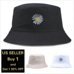 Daisy Bucket Hat Cap Cotton Fishing Boonie Brim visor Sun Safari Summer - Picture 1 of 7