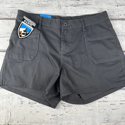 Shorts KUHL Feminino KONTOUR Tamanho 14 Caminhadas Acampamento Ao Ar Livre 4"" Costura Interna Cinza Pavemen - Imagem 1 de 4