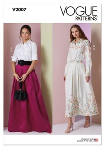Vogue Sewing Pattern 2007 Misses 8-16 Button Front Shirt and Skirt Waist Pleats - Picture 1 of 7