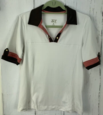 Tail Tech Women’s S White Multicolor Athletic Short Sleeve Golf Shirt Polo Top — 第 1/4 张图片