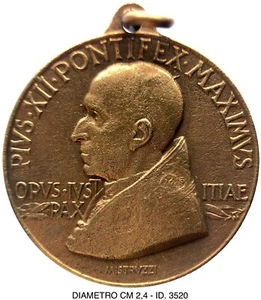 PAPA PIO XII° PONTEFICE MAX UBI PETRUS IBI ECCELSIA MEDAGLIA ZECCA ITALIANA - Picture 1 of 2