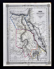 1846 Bocage & Charle Map - Egypt Nubia Abyssinia - Cairo Gizah Nile River Africa
