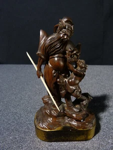 Sculpture Statue Japanese Antique Wooden Carved Divinity Japan 19 20 Century - Picture 1 of 12