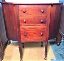 Antique Mahogany Wood ~ MARTHA WASHINGTON SEWING CABINET ~ 3 Drawers Flip Tops