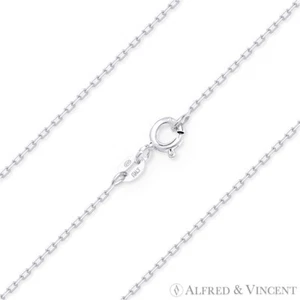 Collar de cadena de plata esterlina y rodio 925 Italia corte en D de 1,1 mm - Imagen 1 de 2