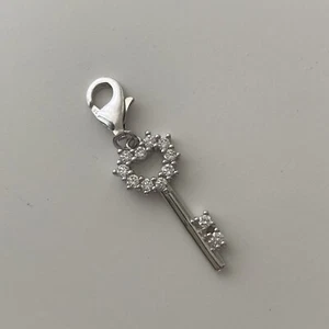 Keychain Silver 925 Solid Zirconia Charm Pendant 322 - Picture 1 of 4