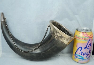 Enorme taza antigua Gorham Sterling cuerno para beber vaca bovino victoriano vintage Foto 1 de 4