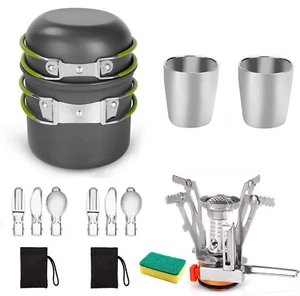 Camping Kochgeschirr 1-2 Person Outdoor Wandern Kochtopf Kochset Tassen Set - Bild 1 von 7