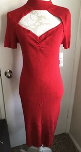 No Boundaries women's Sweater Dress Red knit Short Sleeve Cutout neck NWT SizeXL - Picture 1 of 10