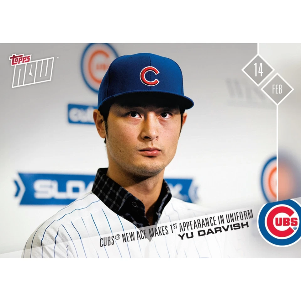 YU DARVISH MAKES 1st APPEARANCE IN CHICAGO CUBS UNIFORM TOPPS NOW 2018 CARD OS94 - Image 1 of 2