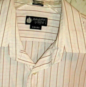 Camisa a rayas J CREW Haberdashery para hombre años 80 2 capas manga larga abotonada talla L - Imagen 1 de 4
