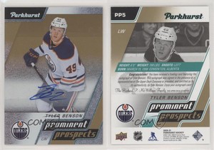 2020 Upper Deck Parkhurst Prominent Prospects Gold Tyler Benson Rookie Auto RC