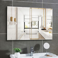 Bevelled Frameless Glass Bathroom Mirror Washroom Vanity Makeup Stick on Wall