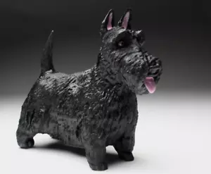 Schwarzer Scottish Terrier lebensechter Harz Hund Scottie Figur Japan neu - Bild 1 von 11