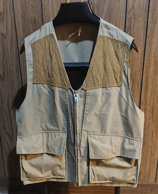 Sportsmans Apparel vintage hunting shooting vest 70s Browning XL brown zipper - Image 1 of 4