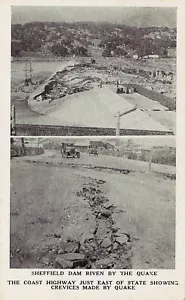 Postcard CA Santa Barbara Sheffield Dam (built 1917), Damaged 1925 Earthquake - Picture 1 of 2