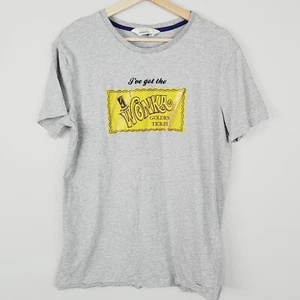 PETER ALEXANDER Mens Size L Grey Wonka Golden Ticket Sleep Tee T-shirt - Picture 1 of 7